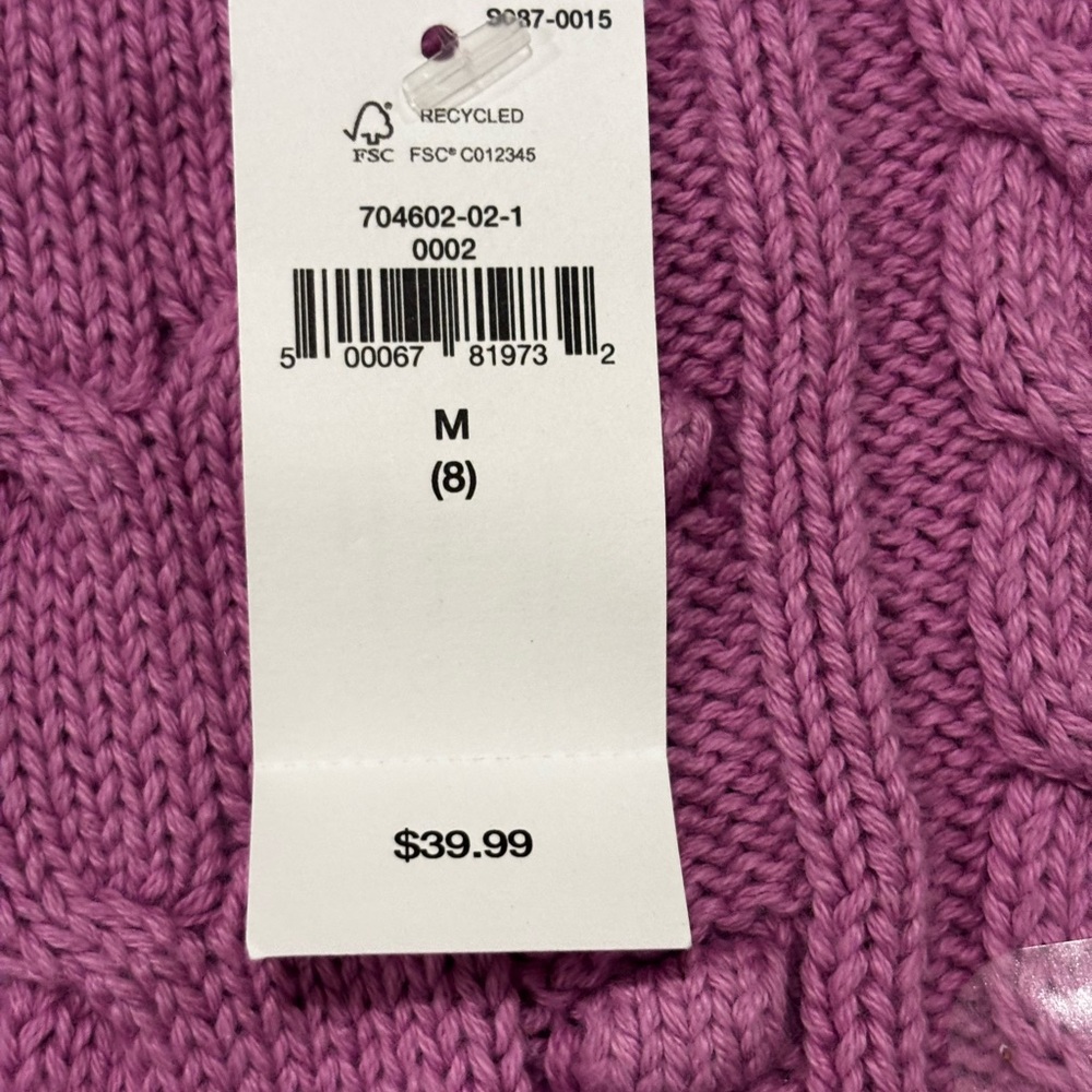NWT Gap Kids Cable Knit Sweater Pink Size M (8) 100% Cotton - Picture 8 of 8